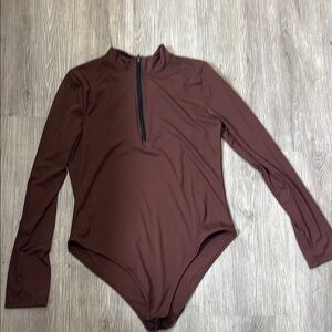 Brown Long Sleeve Bodysuit
